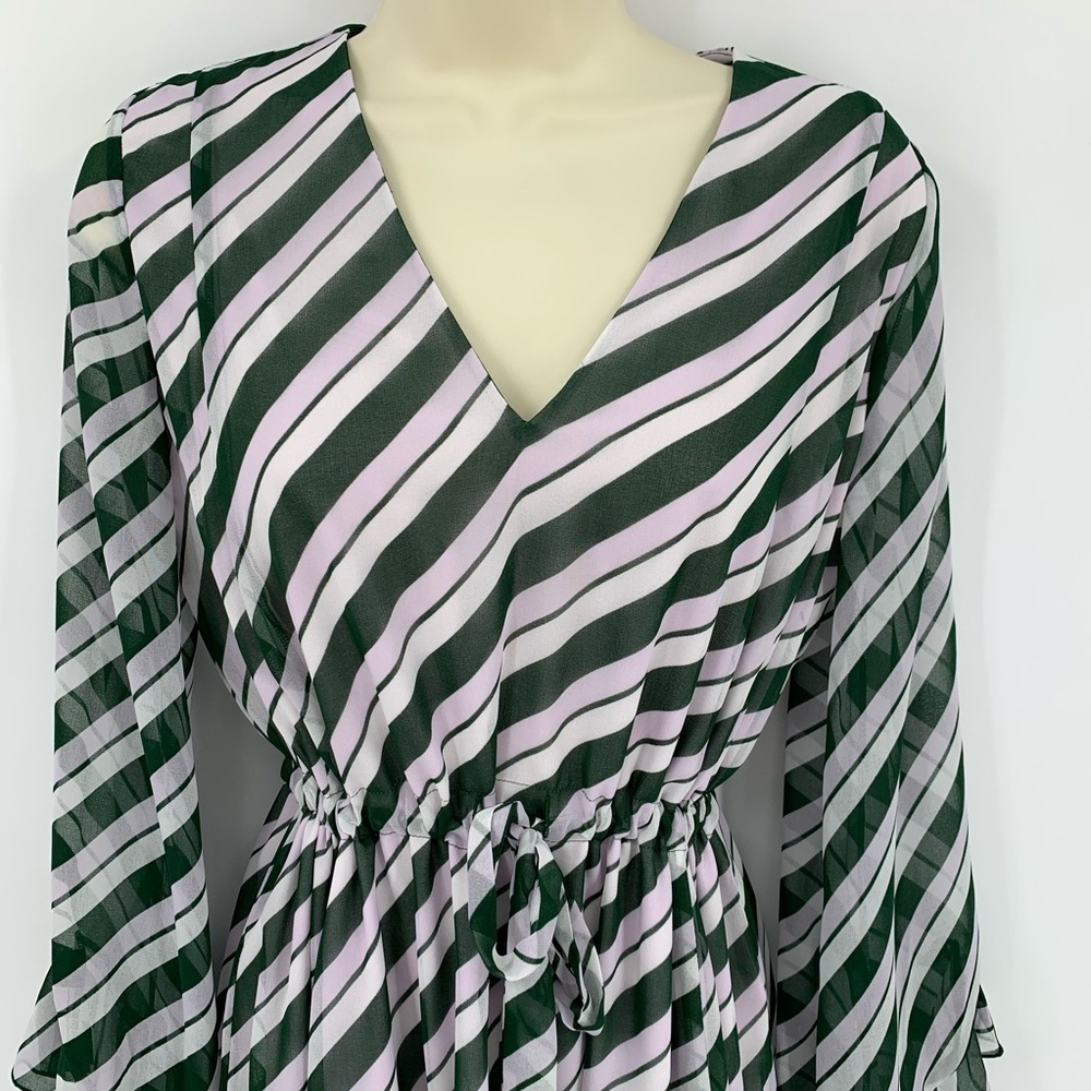 DVF Diane von Furstenberg Harlene Stripe Lavender fog green dress new Small 4 6 - Picture 2 of 8